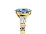 Yellow gold Fancy Blue Oval  Cut Diamond Ring with Baguette Side Stones, Channel Set Band, and Four-Prong Setting_8