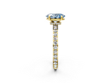 Yellow gold Fancy Blue Oval  Cut Diamond Ring with Pavé Band and Four-Prong Setting_69