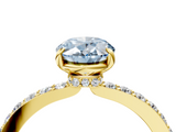 Yellow gold Fancy Blue Oval  Cut Diamond Ring with Pavé Band and Four-Prong Setting_71