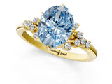 Yellow gold Fancy Blue Oval Cut Diamond Ring with Side Stones and Four-Prong Setting_13