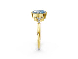 Yellow gold Fancy Blue Oval Cut Diamond Ring with Side Stones and Four-Prong Setting_14
