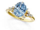 Yellow gold Fancy Blue Oval Cut Diamond Ring with Side Stones and Four-Prong Setting_149