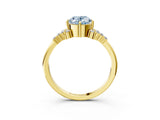 Yellow gold Fancy Blue Oval Cut Diamond Ring with Side Stones and Four-Prong Setting_15