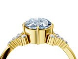 Yellow gold Fancy Blue Oval Cut Diamond Ring with Side Stones and Four-Prong Setting_152