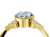 Yellow gold Fancy Blue Oval Cut Diamond Ring with Side Stones and Four-Prong Setting_16