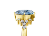 Yellow gold Fancy Blue Oval Cut Diamond Ring with Side Stones and Four-Prong Setting_17