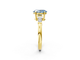 Yellow gold Fancy Blue Oval  Cut Diamond Ring with Tapered Baguette Side Stones in Four-Prong Setting_5
