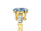 Yellow gold Fancy Blue Oval  Cut Diamond Ring with Tapered Baguette Side Stones in Four-Prong Setting_8