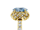 Yellow gold Fancy Blue Oval Cut Diamond Scalloped Halo Engagement Ring with Round Shared Prong Band_17