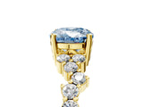 Yellow gold Fancy Blue Oval Cut Diamond Scattered Round Accent Ring with Prong Setting_17
