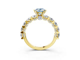 Yellow gold Fancy Blue Oval Cut Diamond Side Stone Engagement Ring with Four-Prong Setting_39