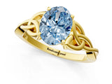 Yellow gold Fancy Blue Oval Cut Diamond Solitaire Celtic Knot Ring with Four-Prong Setting_62