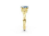 Yellow gold Fancy Blue Oval Cut Diamond Solitaire Celtic Knot Ring with Four-Prong Setting_63