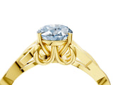 Yellow gold Fancy Blue Oval Cut Diamond Solitaire Celtic Knot Ring with Four-Prong Setting_65