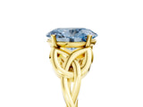 Yellow gold Fancy Blue Oval Cut Diamond Solitaire Celtic Knot Ring with Four-Prong Setting_66