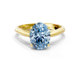 Yellow gold Fancy Blue Oval Cut Diamond Solitaire Engagement Ring with Cathedral Setting and Four-Prong Mount_100