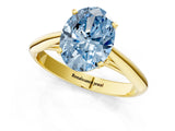 Yellow gold Fancy Blue Oval Cut Diamond Solitaire Engagement Ring with Cathedral Setting and Four-Prong Mount_101