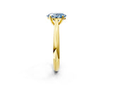 Yellow gold Fancy Blue Oval Cut Diamond Solitaire Engagement Ring with Cathedral Setting and Four-Prong Mount_102