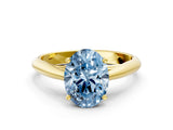 Yellow gold Fancy Blue Oval Cut Diamond Solitaire Engagement Ring with Cathedral Setting and Four-Prong Mount_12