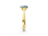 Yellow gold Fancy Blue Oval Cut Diamond Solitaire Engagement Ring with Cathedral Setting and Four-Prong Mount_14