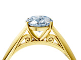 Yellow gold Fancy Blue Oval Cut Diamond Solitaire Engagement Ring with Cathedral Setting and Four-Prong Mount_46
