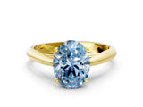 Yellow gold Fancy Blue Oval Cut Diamond Solitaire Engagement Ring with Cathedral Setting and Four-Prong Mount_90
