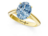 Yellow gold Fancy Blue Oval Cut Diamond Solitaire Engagement Ring with Cathedral Setting and Four-Prong Mount_91
