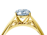 Yellow gold Fancy Blue Oval Cut Diamond Solitaire Engagement Ring with Cathedral Setting and Four-Prong Mount_94