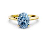 Yellow gold Fancy Blue Oval Cut Diamond Solitaire Engagement Ring with Classic Band and Four-Prong Setting_24