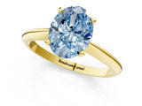 Yellow gold Fancy Blue Oval Cut Diamond Solitaire Engagement Ring with Classic Band and Four-Prong Setting_25