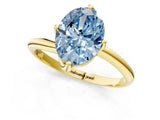 Yellow gold Fancy Blue Oval Cut Diamond Solitaire Engagement Ring with Four-Prong Setting and Classic Band_21