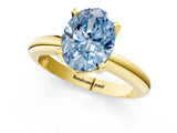 Yellow gold Fancy Blue Oval Cut Diamond Solitaire Engagement Ring with Round Band and Four-Prong Setting_155