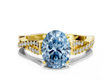 Yellow gold Fancy Blue Oval Cut Diamond Solitaire Engagement Ring with Twisted Pavé Band and Four-Prong Setting_49