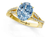 Yellow gold Fancy Blue Oval Cut Diamond Solitaire Engagement Ring with Twisted Pavé Band and Four-Prong Setting_50