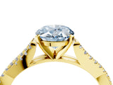 Yellow gold Fancy Blue Oval Cut Diamond Solitaire Engagement Ring with Twisted Pavé Band and Four-Prong Setting_53