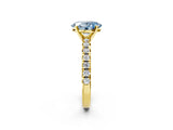 Yellow gold Fancy Blue Oval Cut Diamond Solitaire Pavé Engagement Ring with Round Band and Prong Setting_16