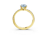 Yellow gold Fancy Blue Oval Cut Diamond Solitaire Pavé Engagement Ring with Round Band and Prong Setting_17