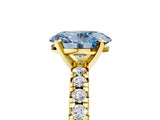 Yellow gold Fancy Blue Oval Cut Diamond Solitaire Pavé Engagement Ring with Round Band and Prong Setting_19