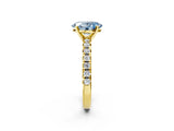 Yellow gold Fancy Blue Oval Cut Diamond Solitaire Pavé Engagement Ring with Round Band and Prong Setting_52