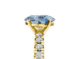 Yellow gold Fancy Blue Oval Cut Diamond Solitaire Pavé Engagement Ring with Round Band and Prong Setting_55