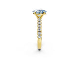 Yellow gold Fancy Blue Oval Cut Diamond Solitaire Pavé Engagement Ring with Round Band and Prong Setting_70