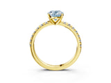Yellow gold Fancy Blue Oval Cut Diamond Solitaire Pavé Engagement Ring with Round Band and Prong Setting_71