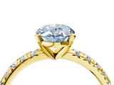 Yellow gold Fancy Blue Oval Cut Diamond Solitaire Pavé Engagement Ring with Round Band and Prong Setting_72