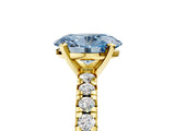 Yellow gold Fancy Blue Oval Cut Diamond Solitaire Pavé Engagement Ring with Round Band and Prong Setting_73