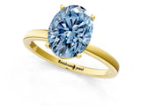 Yellow gold Fancy Blue Oval Cut Diamond Solitaire Ring with Classic Band and Four-Prong Setting_1