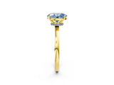 Yellow gold Fancy Blue Oval Cut Diamond Solitaire Ring with Classic Band and Four-Prong Setting_2