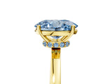 Yellow gold Fancy Blue Oval Cut Diamond Solitaire Ring with Classic Band and Four-Prong Setting_5