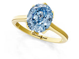 Yellow gold Fancy Blue Oval Cut Diamond Solitaire Ring with Flower Prong Setting and Classic Band_38