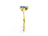 Yellow gold Fancy Blue Oval Cut Diamond Solitaire Ring with Flower Prong Setting and Classic Band_39