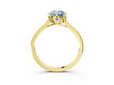 Yellow gold Fancy Blue Oval Cut Diamond Solitaire Ring with Flower Prong Setting and Classic Band_40